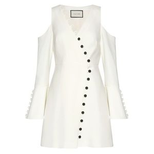 ALEXIS White Galen Button Bell Sleeves Mini Dress